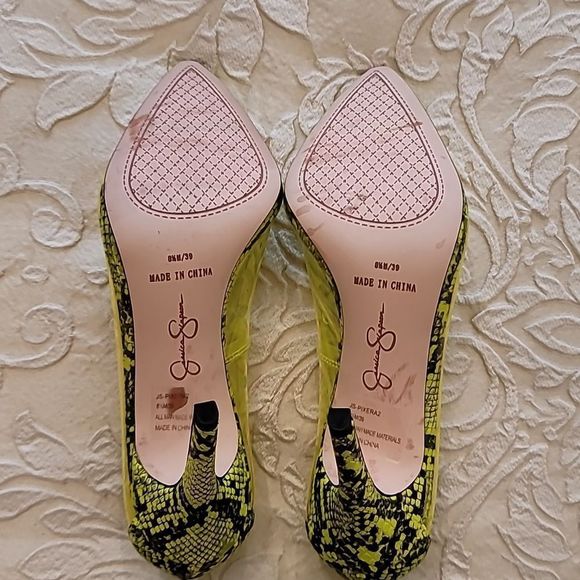 Jessica Simpson Green Transparent Snakeskin Print Heels - Picture 14 of 15